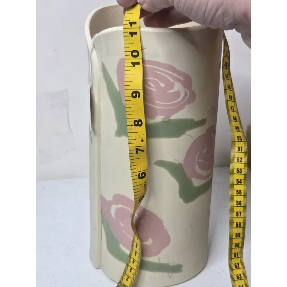 Vintage Evolution Studio Pottery Vase Roses Signed Jeff Pitt 1993 Hand Made